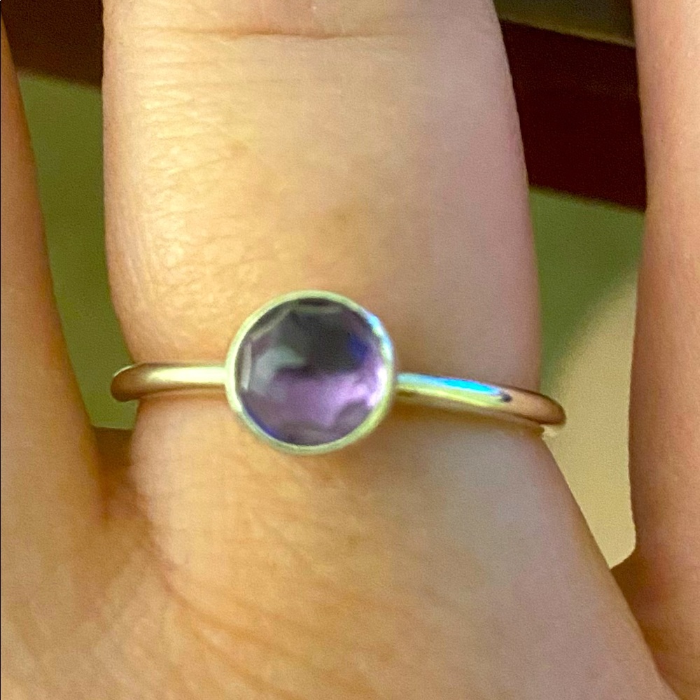 Pandora Silver Ring with Purple Stone
